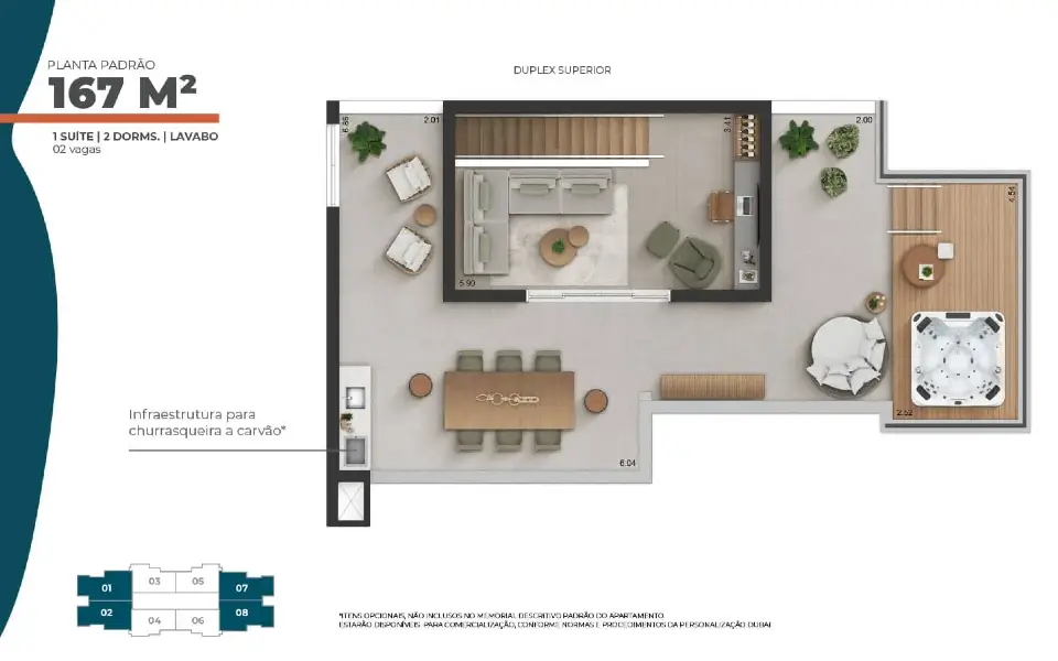 Duplex 167 m² · piso superior